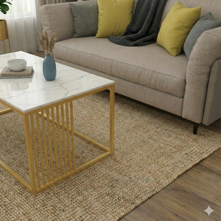 Modern Golden Frame Marble Top Coffee Table