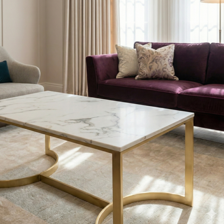 Luxury Marble Top Golden Coffee Table