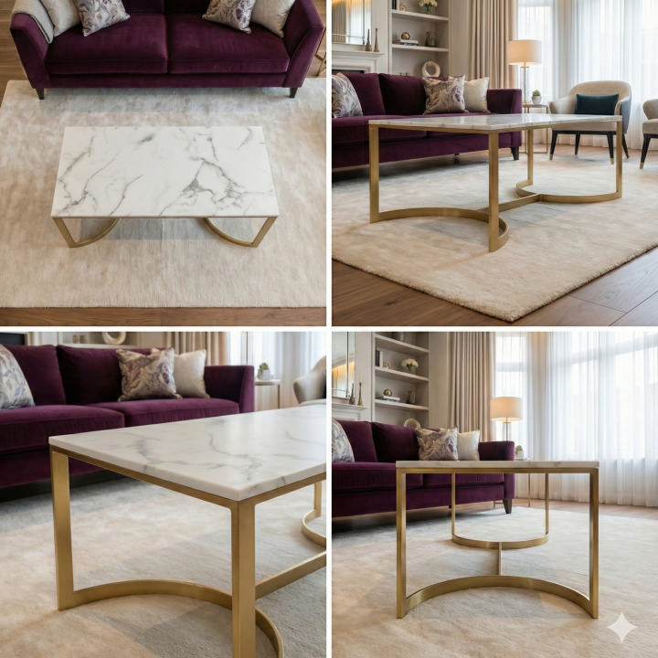Luxury Marble Top Golden Coffee Table